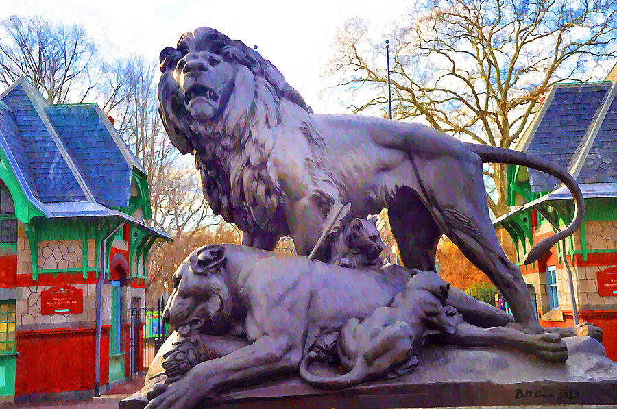 The Philadelphia Zoo Lion Statue Photograph by Bill Cannon