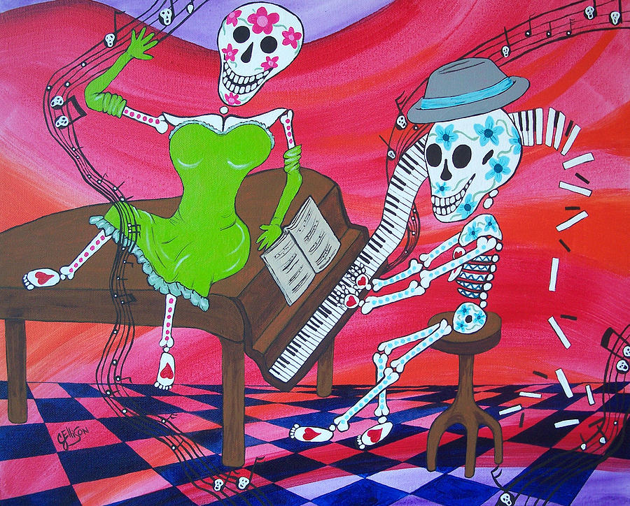 The Pianist Day of the Dead Painting by Julie Ellison - Fine Art America
