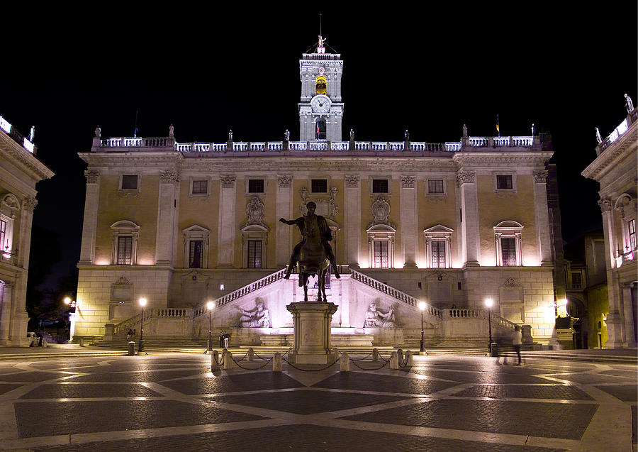 The Piazza del Campidoglio at night Photograph by Weston Westmoreland