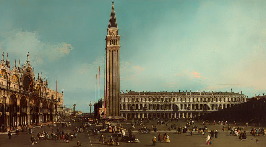 Vintage Painting - The Piazza San Marco Venice by Mountain Dreams