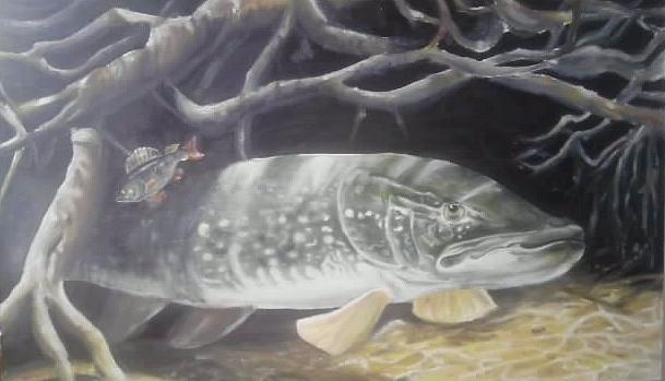 Fish Painting - The pike by Sergey Selivanov