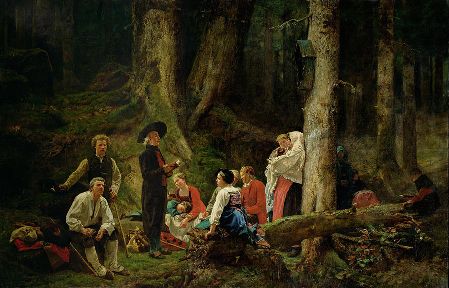 The Pilgrims From The Abbey Of St. Odile Oil On Canvas Photograph by Gustave Brion