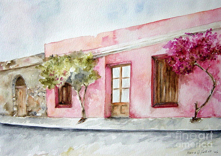 The Pink House in Colonia Painting by Madie Horne