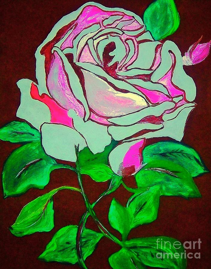 The Pink Rose Abstract Painting by Saundra Myles