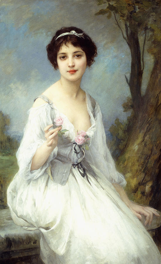 Rose Painting - The Pink Rose by Charles Amable Lenoir