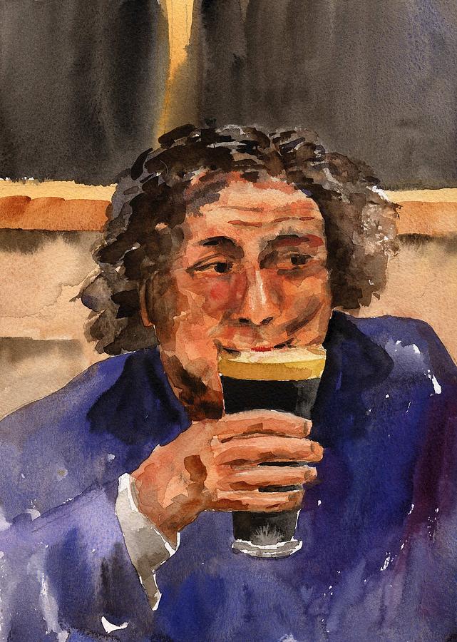 Irish Artist Painting - The Pint Man by Val Byrne