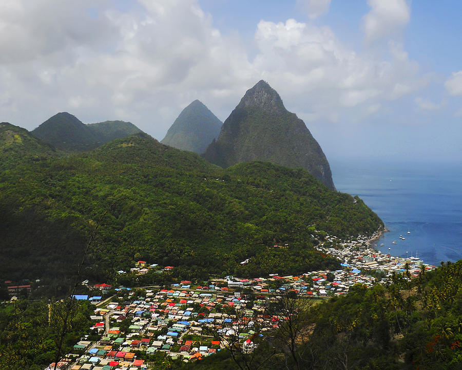 The Pitons and Soufriere Photograph by Joe Winkler