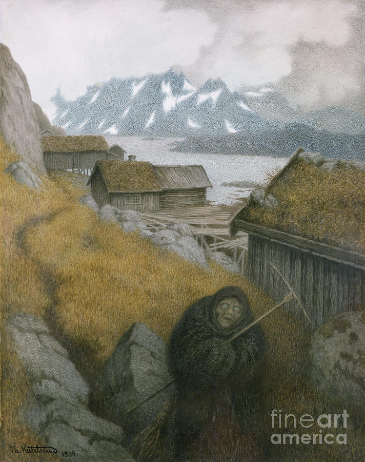The plague travels around the country Painting by Theodor Kittelsen