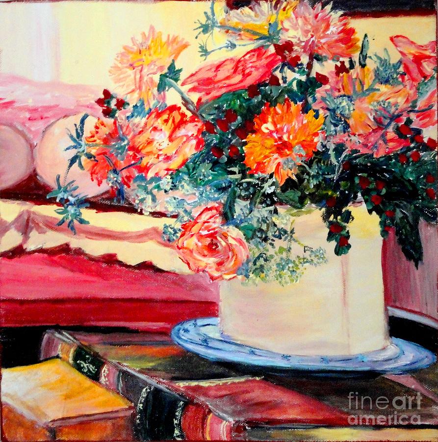 The Poets Books Painting by Helena Bebirian
