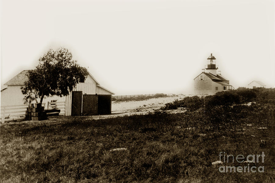 Lighthouse Photograph - The Point Pinos lighthouse Pacific Grove California circa 1895 by Monterey County Historical Society