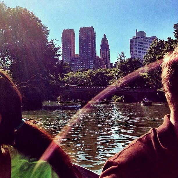 Bridge Photograph - The Pond On Central Park : Canoe Ride by Blake Meyer