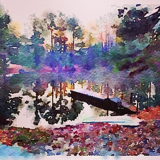 Waterlogue Photograph - The Pond This Morning Im Watercolor by Jeff Madlock