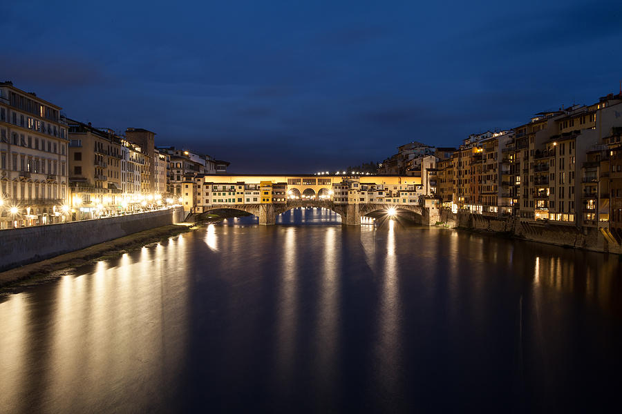 The Ponte Vecchio Florence at Night by Peter Handy