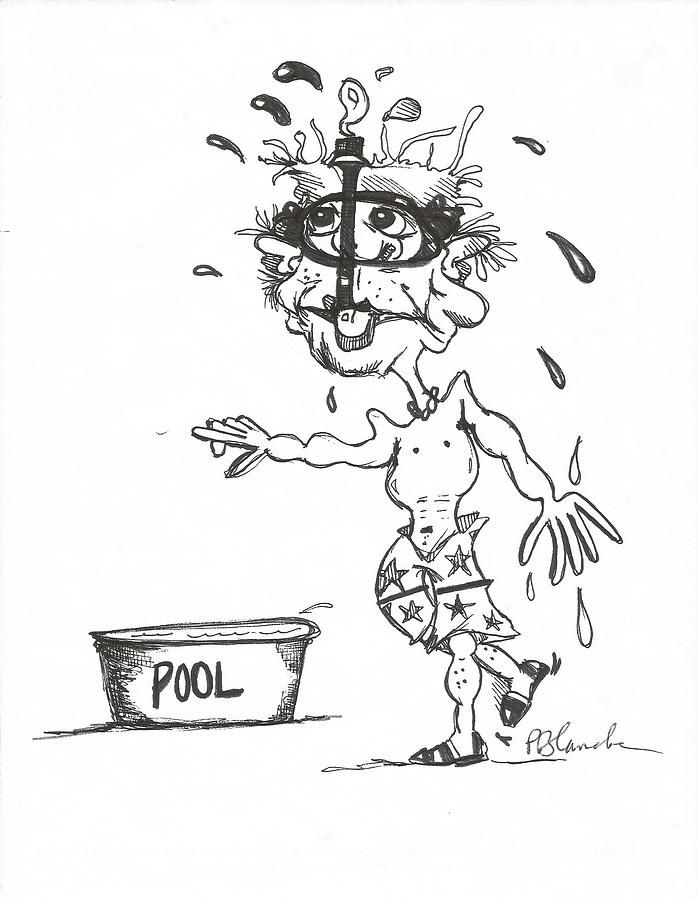Black And White Drawing - The Pool by Philip Blanche