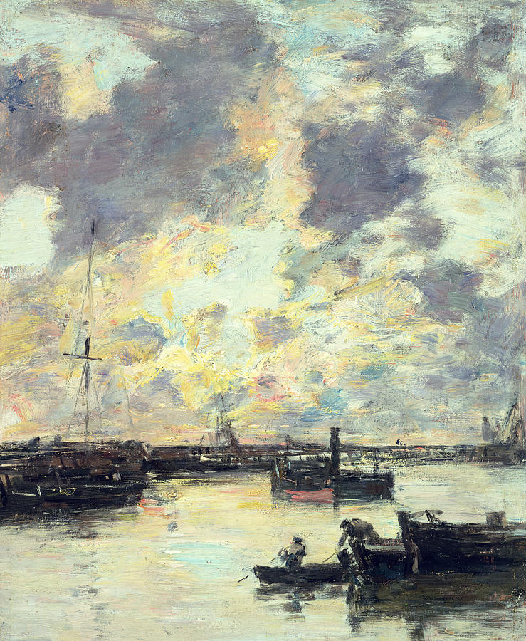 Boat Painting - The Port by Eugene Louis Boudin