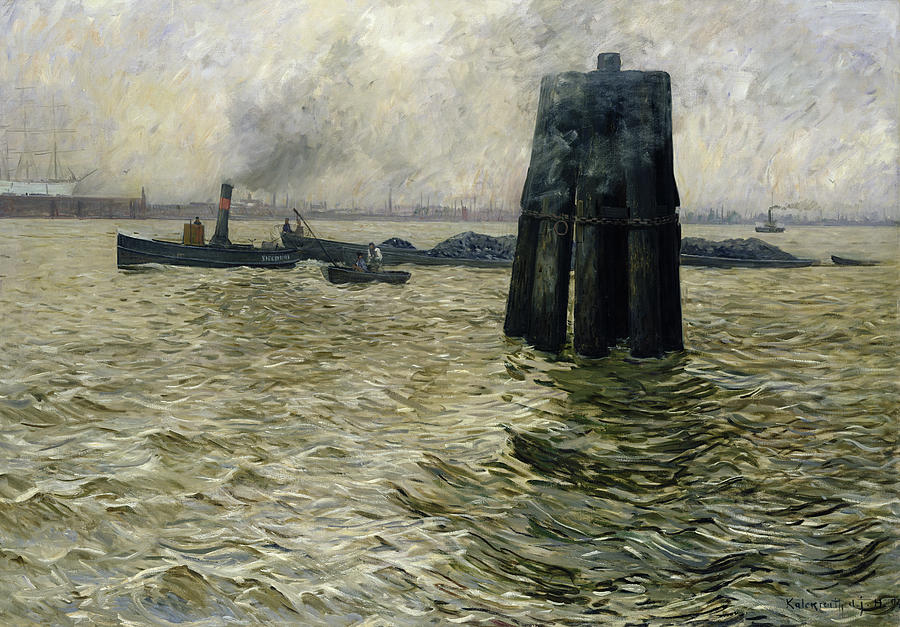 Boat Painting - The Port of Hamburg by Leopold Karl Walter von Kalckreuth