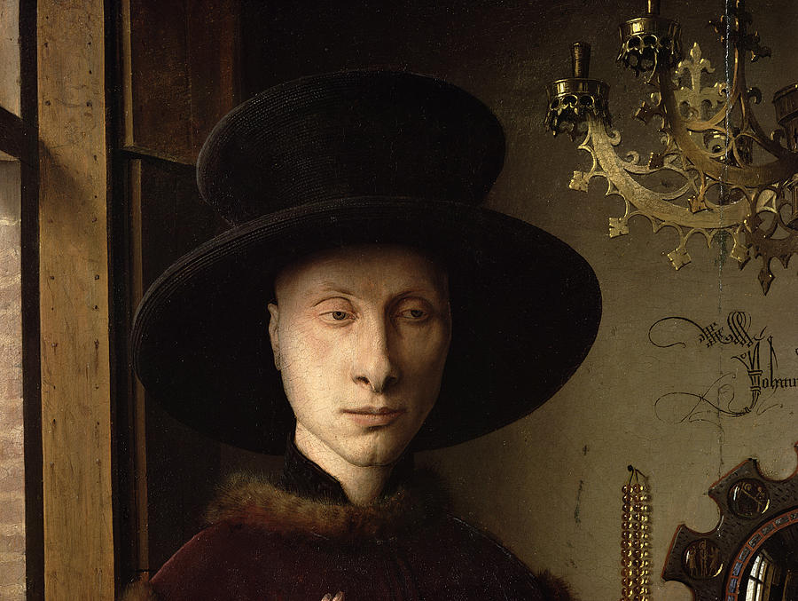 Mirror Photograph - The Portrait Of Giovanni ? Arnolfini And His Wife Giovanna Cenami ? The Arnolfini Marriage 1434 Oil by Jan van Eyck