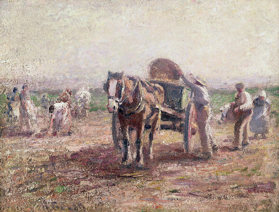 Harry Fidler Painting - The Potato Pickers by Harry Fidler