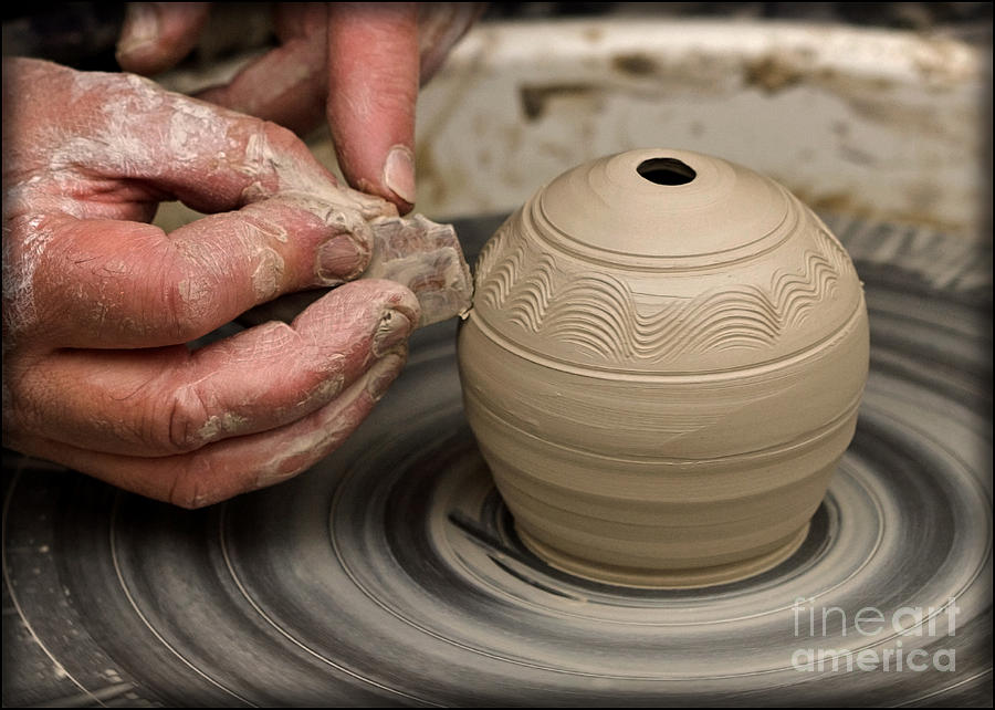 Pottery Photograph - The Potters Wheel by Liz  Alderdice