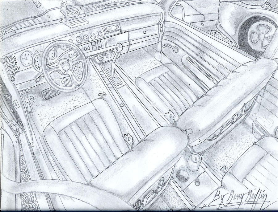 Vintage Car Drawing - The Power Of It All by Gerald Griffin