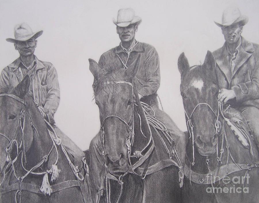 Horse Drawing - The Powers Boys by Mary Lynne Powers