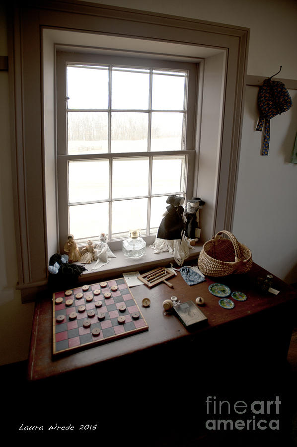 The Preacher House Vintage Checkers and Toys in Childs Room 1800s Photograph by Artist and Photographer Laura Wrede