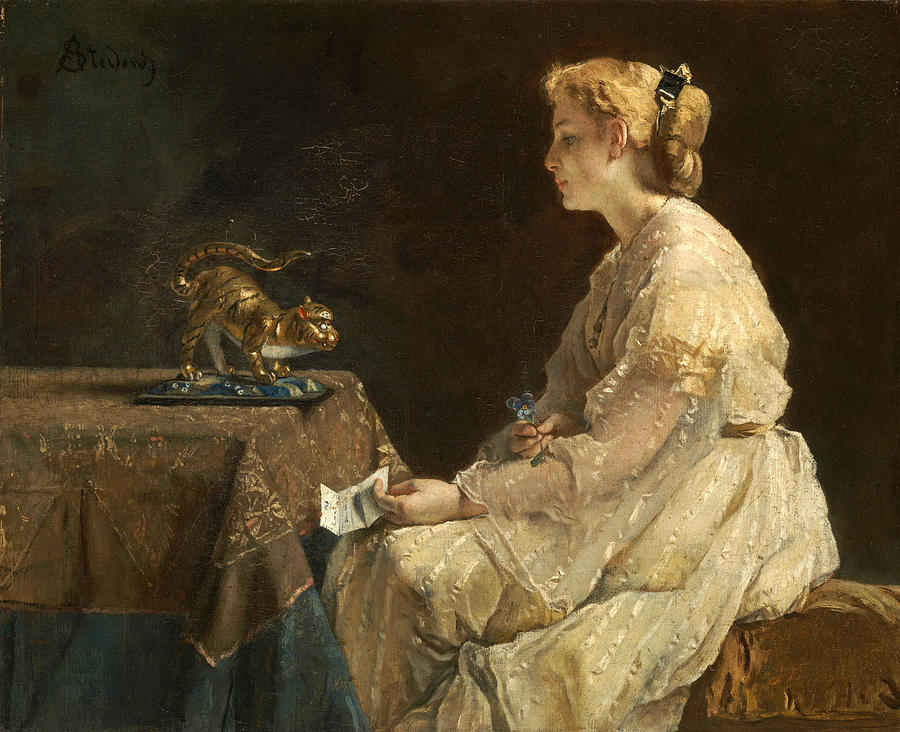 Alfred Stevens Painting - The Present by Alfred Stevens