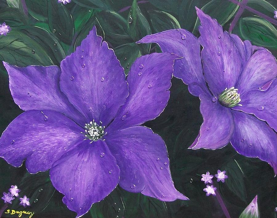 The President Clematis Painting by Sharon Duguay