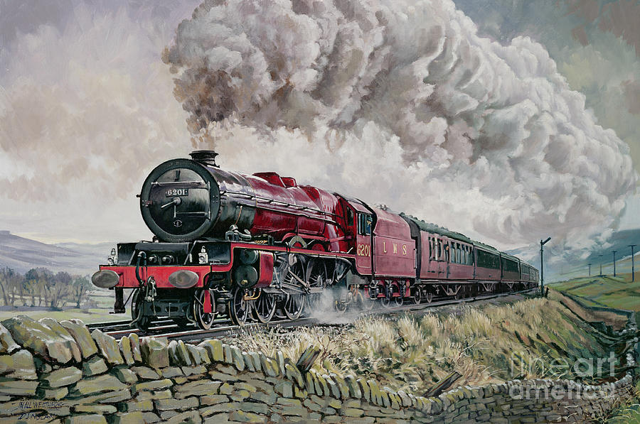 Train Painting - The Princess Elizabeth Storms North in All Weathers by David Nolan
