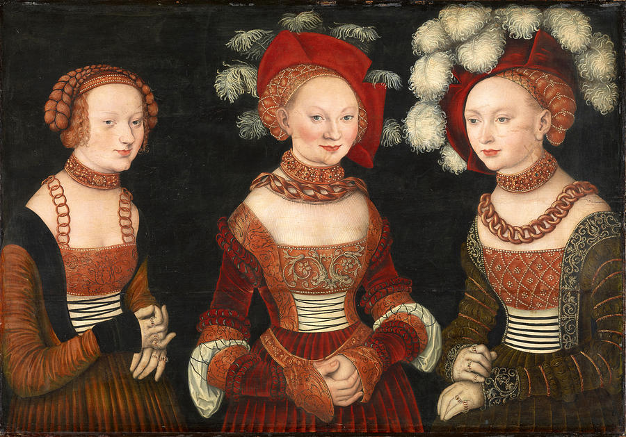 The Princesses Sibylla Emilia and Sidonia of Saxony Painting by Lucas Cranach the Elder