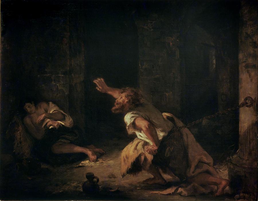 Dungeon Painting - The Prisoner Of Chillon by Eugene Delacroix