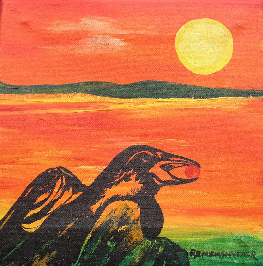 Raven Painting - The Prize by Barbara Remensnyder