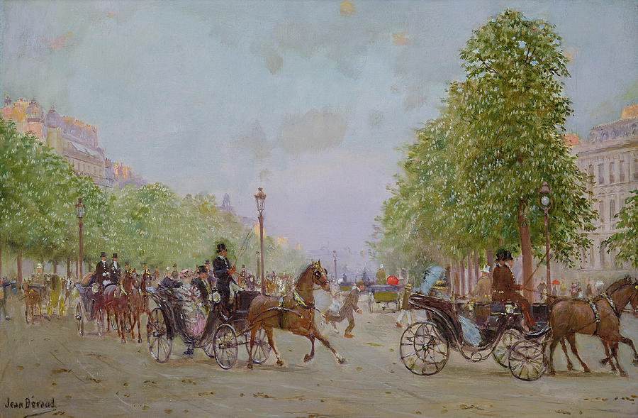 The Promenade On The Champs-elysees Oil On Canvas Photograph by Jean Beraud