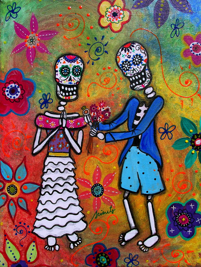 The Proposal Day Of The Dead Painting by Pristine Cartera Turkus