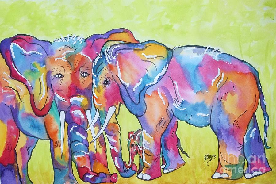 Elephant Painting - The Protectors by Ellen Levinson