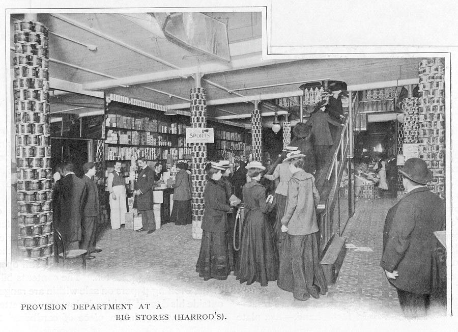 London Drawing - The Provision Department Of  Harrods by Mary Evans Picture Library