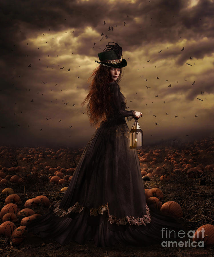 Illustration Digital Art - The Pumpkin Patch by Shanina Conway
