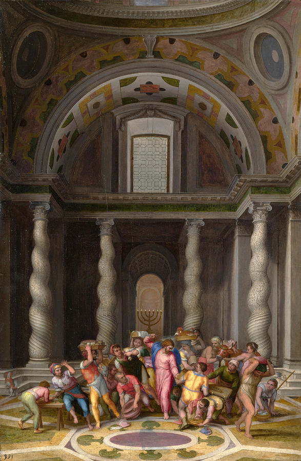 The Purification of the Temple Painting by Marcello Venusti