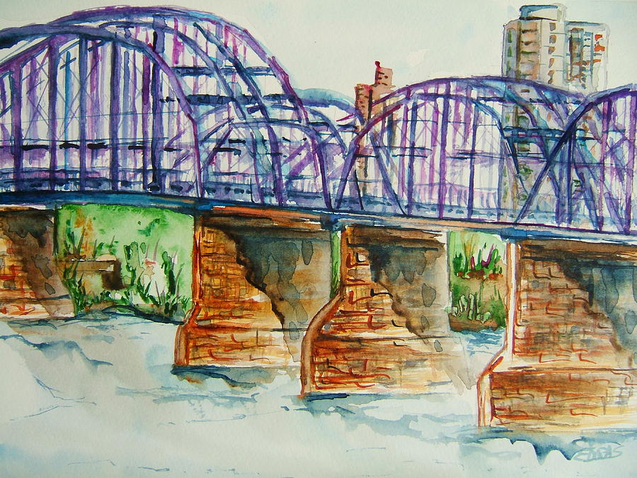 Cincinnati Painting - The Purple People Bridge by Elaine Duras