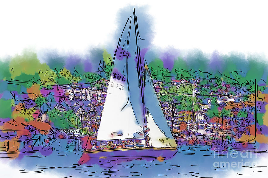 The Purple Sailboat Digital Art by Kirt Tisdale