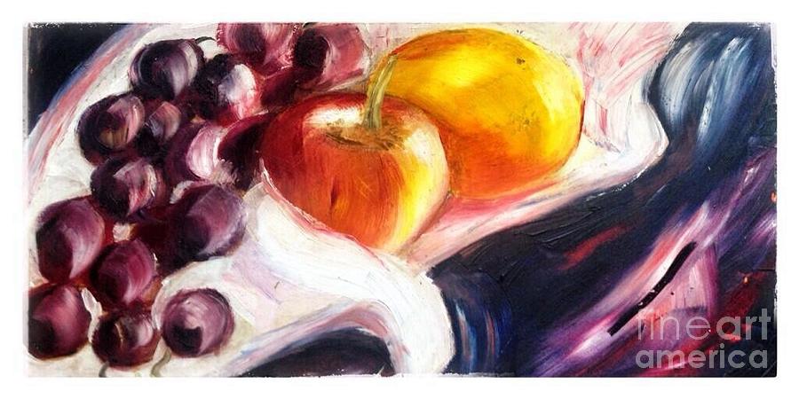 Still Life Painting - The purple tablecloth by Michelle Hynes