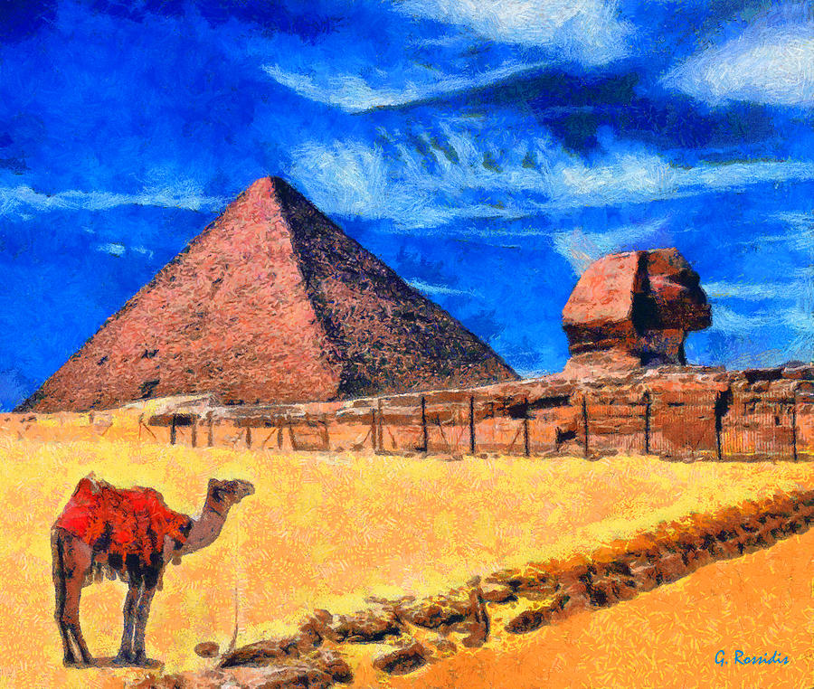 Holiday Painting - The pyramids by George Rossidis