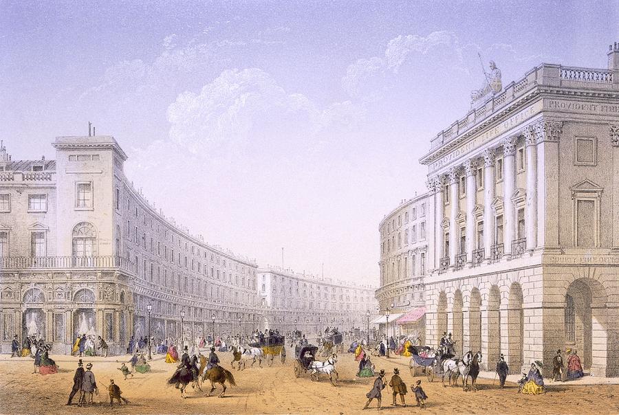 Architecture Drawing - The Quadrant And Regent Street, London by Achille-Louis Martinet