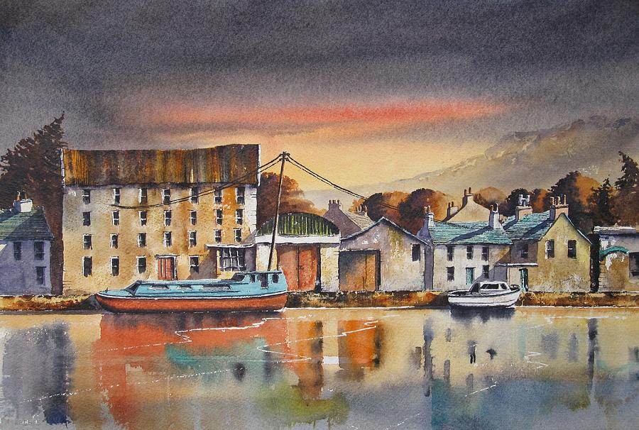Boat Painting - The Quay At Graiguenamanagh by Roland Byrne