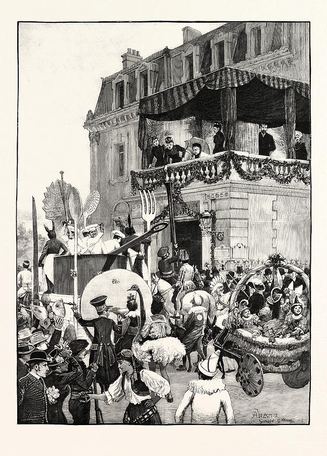 The Queen At Grasse Battle Of Flowers Cavalcade Drawing by English ...