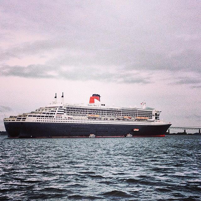 Ship Photograph - The Queen Mary II at Newport by Jason Fourquet