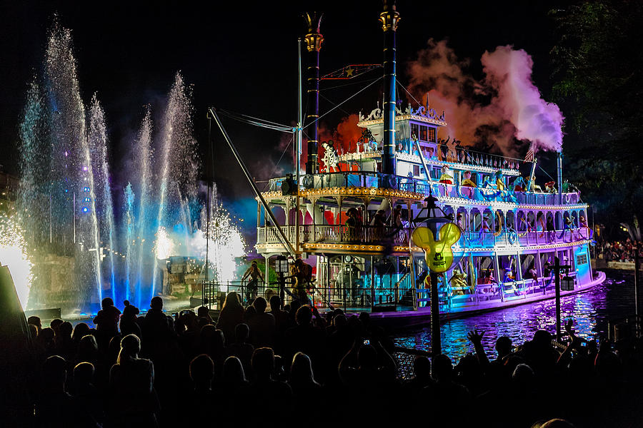 Flag Photograph - The Mark Twain Disneyland Steamboat  by Scott Campbell