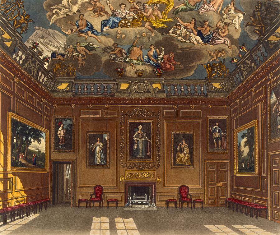 Queen Drawing - The Queens Audience Chamber, Windsor by Charles Wild