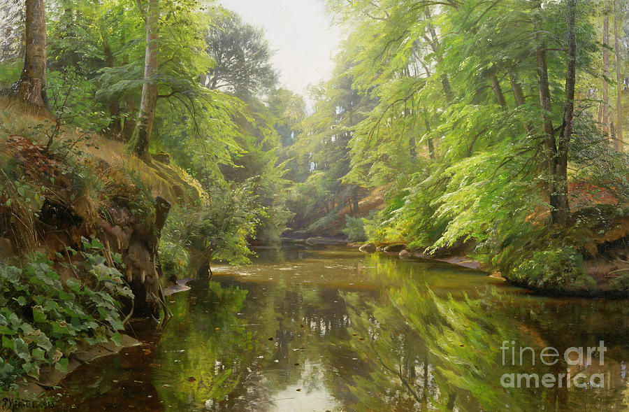 Peder Monsted Painting - The Quiet River by Peder Monsted