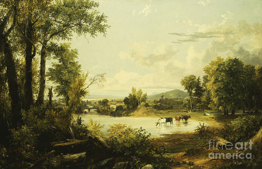 Jasper Francis Cropsey Painting - The Quiet Valley by Jasper Francis Cropsey